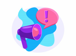 Głośnik i znak wykrzyknika